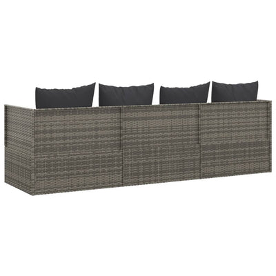 vidaXL Outdoor Lounge Bed with Cushions Brown Poly Rattan
