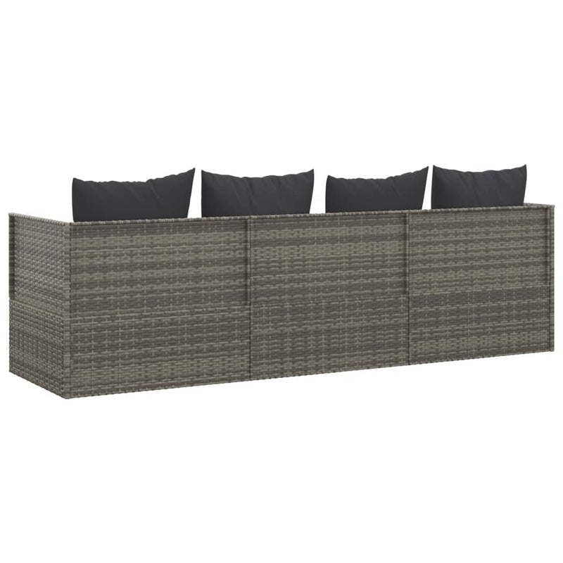 vidaXL Outdoor Lounge Bed with Cushions Brown Poly Rattan
