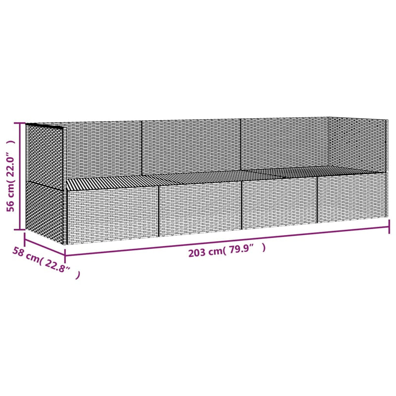 vidaXL Outdoor Lounge Bed with Cushions Brown Poly Rattan