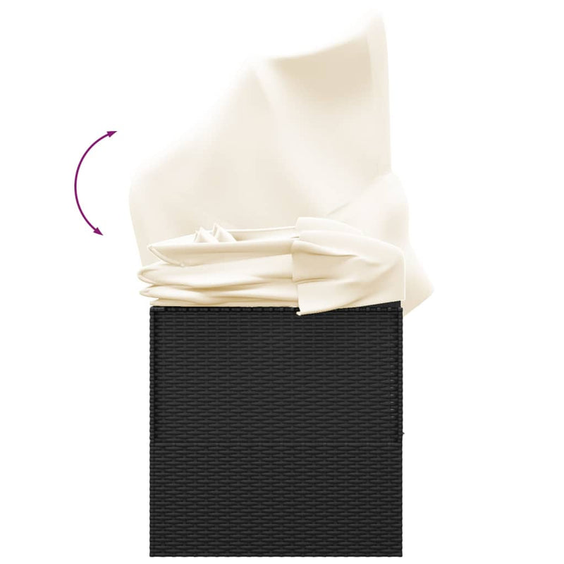 vidaXL Outdoor Lounge Bed with Roof and Cushions Brown Poly Rattan