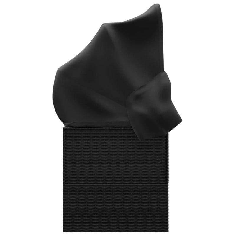 vidaXL Outdoor Lounge Bed with Roof and Cushions Brown Poly Rattan