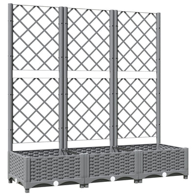 vidaXL Garden Planter with Trellis Light Grey 120x40x121.5 cm PP