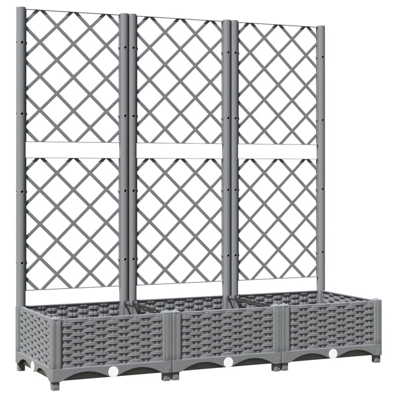 vidaXL Garden Planter with Trellis Light Grey 120x40x121.5 cm PP
