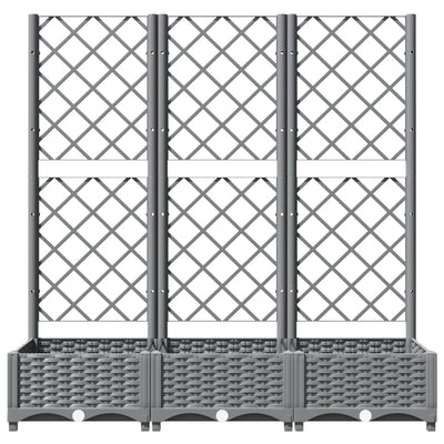 vidaXL Garden Planter with Trellis Light Grey 120x40x121.5 cm PP
