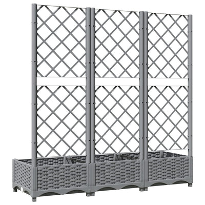 vidaXL Garden Planter with Trellis Light Grey 120x40x121.5 cm PP