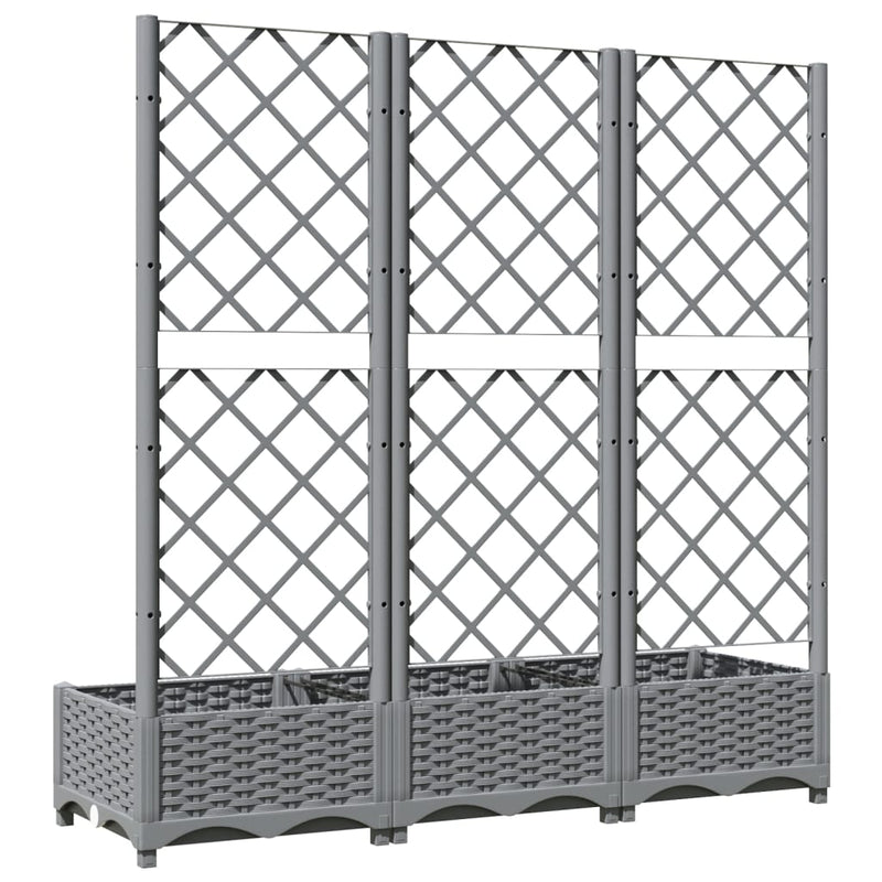 vidaXL Garden Planter with Trellis Light Grey 120x40x121.5 cm PP