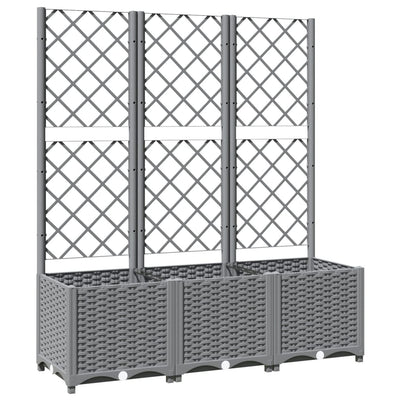 vidaXL Garden Planter with Trellis Light Grey 120x40x121.5 cm PP