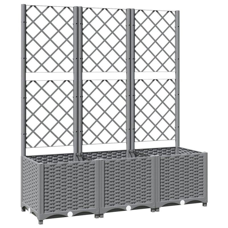 vidaXL Garden Planter with Trellis Light Grey 120x40x121.5 cm PP