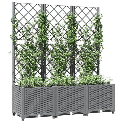 vidaXL Garden Planter with Trellis Light Grey 120x40x121.5 cm PP