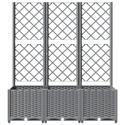 vidaXL Garden Planter with Trellis Light Grey 120x40x121.5 cm PP