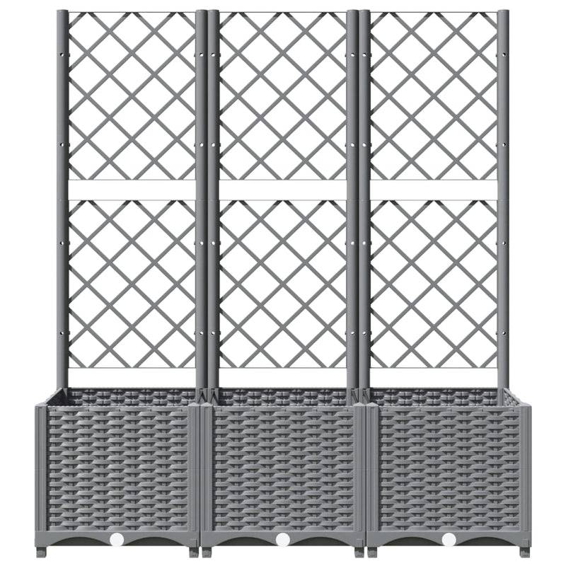 vidaXL Garden Planter with Trellis Light Grey 120x40x121.5 cm PP