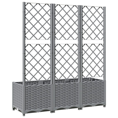 vidaXL Garden Planter with Trellis Light Grey 120x40x121.5 cm PP