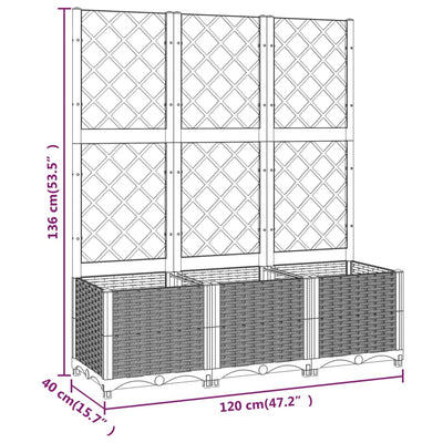 vidaXL Garden Planter with Trellis Light Grey 120x40x121.5 cm PP