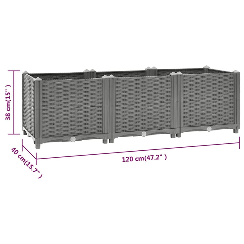 vidaXL Raised Bed 160x40x38 cm Polypropylene