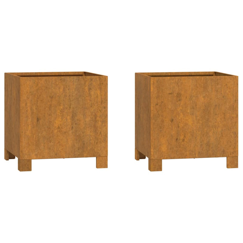 vidaXL Planters with Legs 2 pcs Rusty 42x40x43 cm Corten Steel