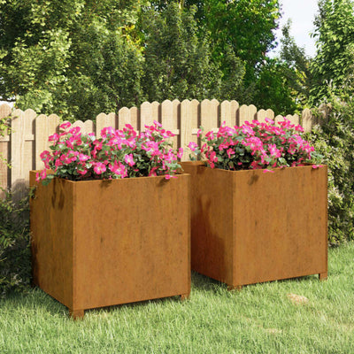 vidaXL Planters with Legs 2 pcs Rusty 42x40x43 cm Corten Steel