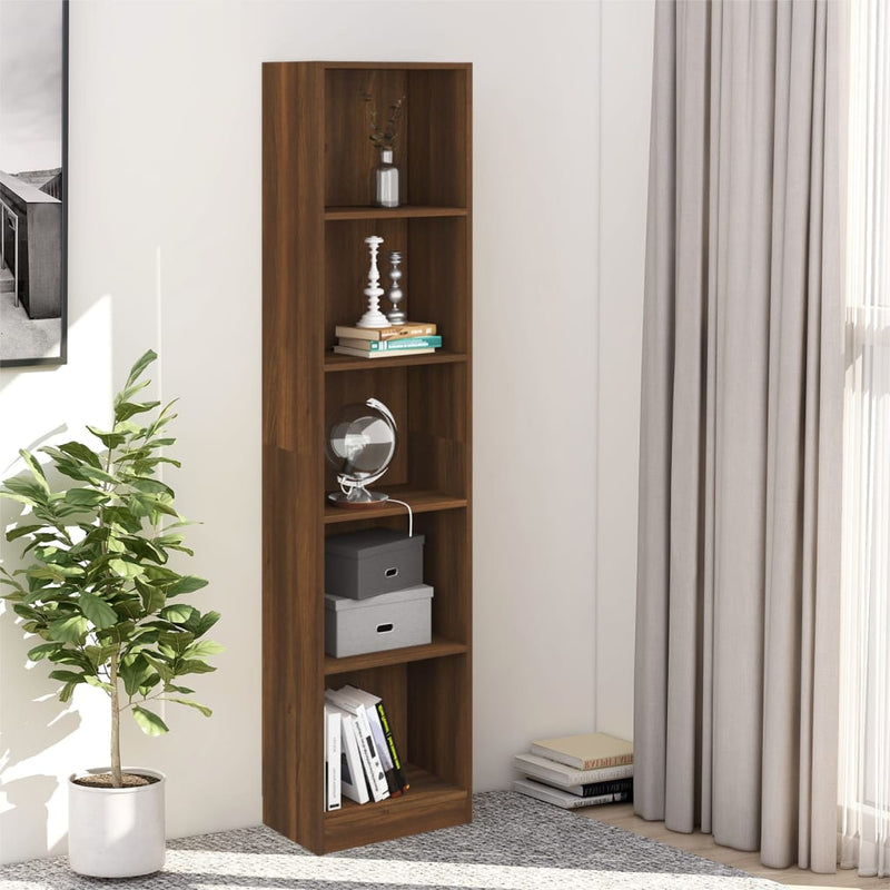vidaXL 5-Tier Book Cabinet Grey Sonoma 40x24x175 cm Engineered Wood