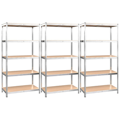 vidaXL 5-Layer Shelves 3 pcs Blue Steel&Engineered Wood