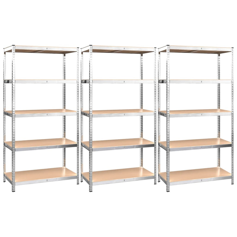 vidaXL 5-Layer Shelves 3 pcs Blue Steel&Engineered Wood