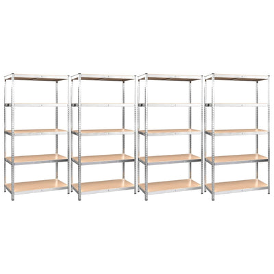 vidaXL 5-Layer Shelves 3 pcs Blue Steel&Engineered Wood
