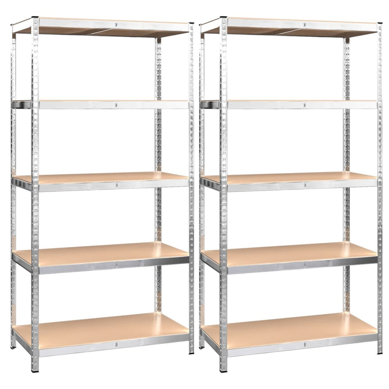 vidaXL 5-Layer Heavy-duty Shelves 2 pcs Grey Steel&Engineered Wood
