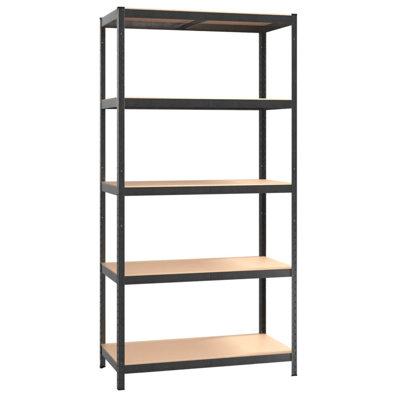 vidaXL 5-Layer Heavy-duty Shelves 2 pcs Grey Steel&Engineered Wood