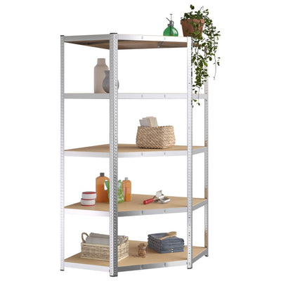 vidaXL 5-Layer Heavy-duty Shelves 3 pcs Grey Steel&Engineered Wood