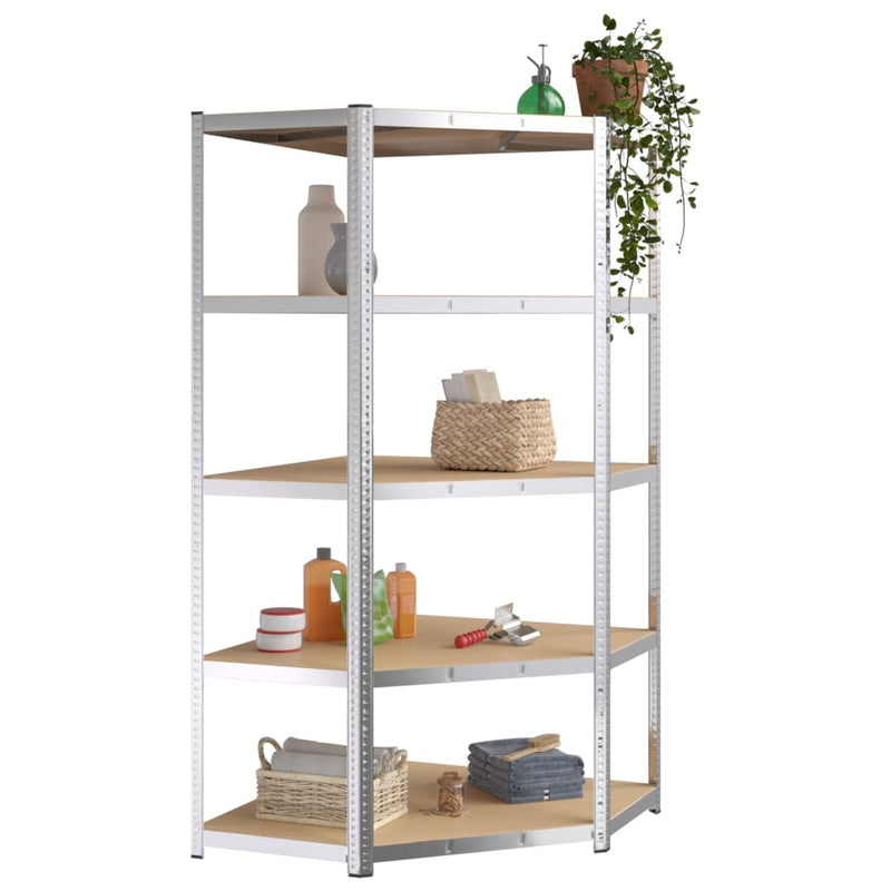 vidaXL 5-Layer Heavy-duty Shelves 3 pcs Grey Steel&Engineered Wood