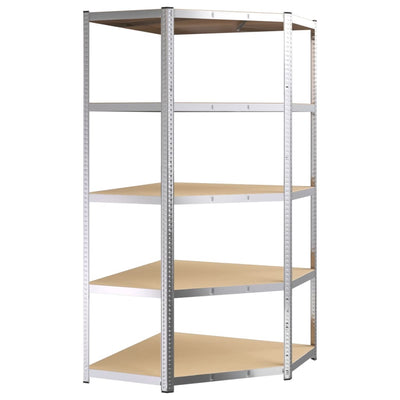 vidaXL 5-Layer Heavy-duty Shelves 3 pcs Grey Steel&Engineered Wood