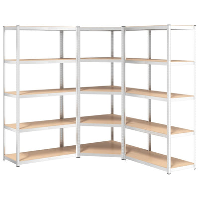 vidaXL 5-Layer Heavy-duty Shelves 3 pcs Grey Steel&Engineered Wood