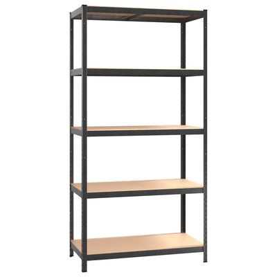 vidaXL 5-Layer Heavy-duty Shelves 3 pcs Grey Steel&Engineered Wood