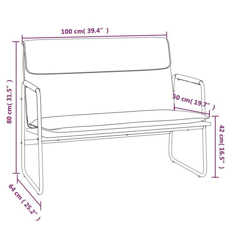 vidaXL Bench Cream 100x64x80 cm Fabric