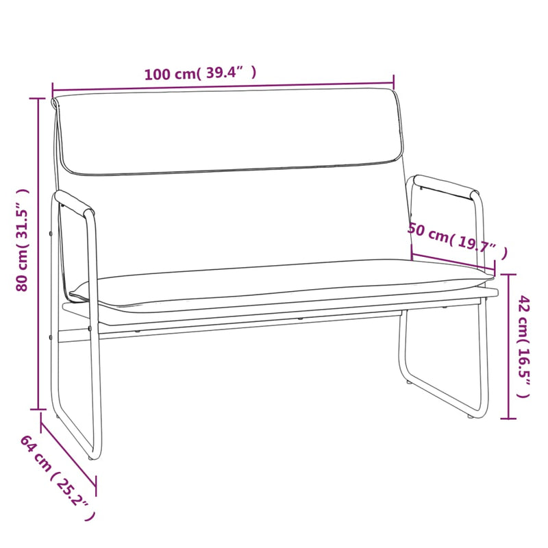 vidaXL Bench Cream 100x64x80 cm Fabric