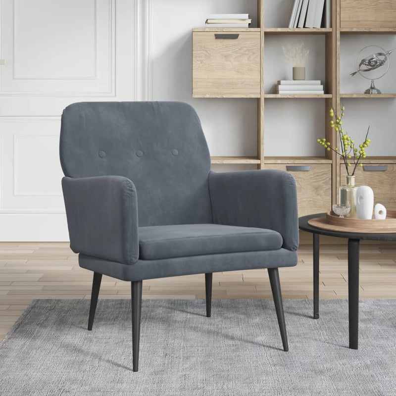 vidaXL Armchair Dark Grey 62x79x79 cm Velvet