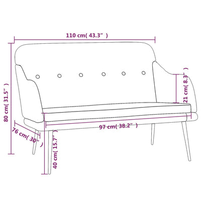 vidaXL Bench Dark Grey 110x76x80 cm Fabric