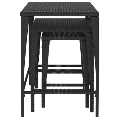 vidaXL Nesting Tables 3 pcs Black Poly Rattan