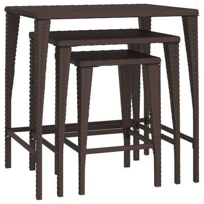 vidaXL Nesting Tables 3 pcs Black Poly Rattan