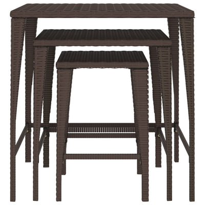 vidaXL Nesting Tables 3 pcs Black Poly Rattan