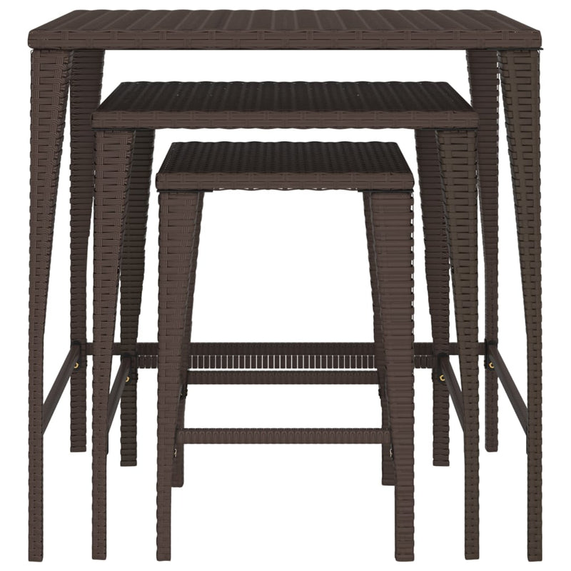 vidaXL Nesting Tables 3 pcs Black Poly Rattan