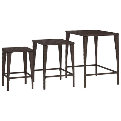 vidaXL Nesting Tables 3 pcs Black Poly Rattan