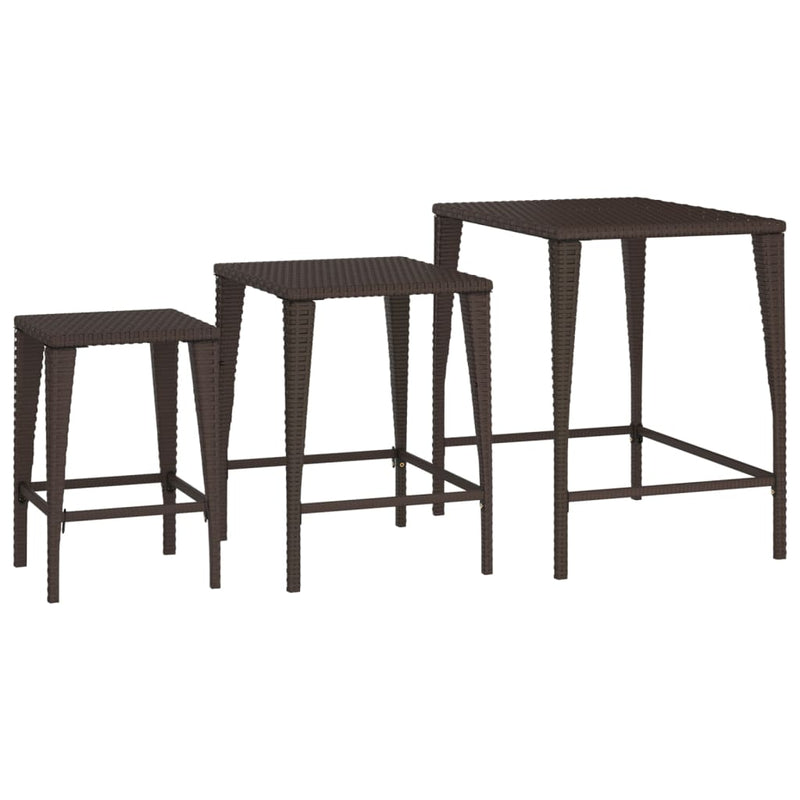 vidaXL Nesting Tables 3 pcs Black Poly Rattan
