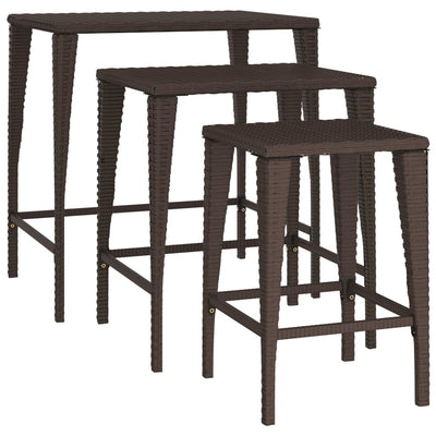 vidaXL Nesting Tables 3 pcs Black Poly Rattan