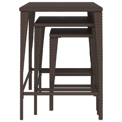 vidaXL Nesting Tables 3 pcs Black Poly Rattan