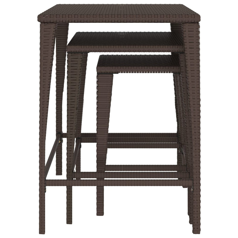 vidaXL Nesting Tables 3 pcs Black Poly Rattan