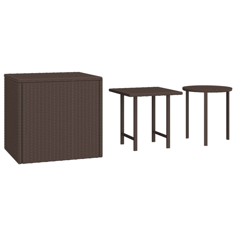 vidaXL Side Tables 3 pcs Black Poly Rattan
