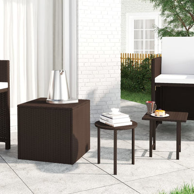 vidaXL Side Tables 3 pcs Black Poly Rattan