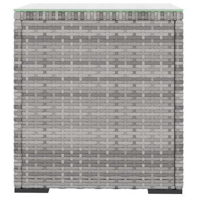 vidaXL Side Table Black 40x37x40.5 cm Poly Rattan and Tempered Glass