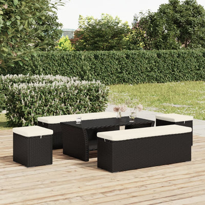 vidaXL Ottoman with Cushion Black 40x30x40 cm Poly Rattan