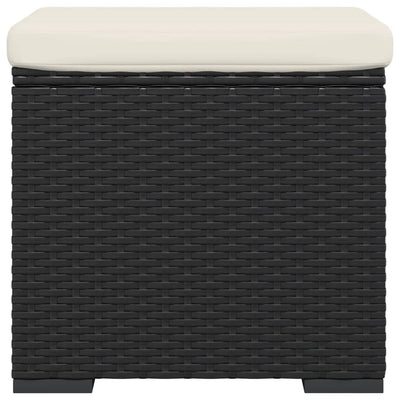 vidaXL Ottoman with Cushion Black 40x30x40 cm Poly Rattan