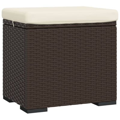 vidaXL Ottoman with Cushion Black 40x30x40 cm Poly Rattan